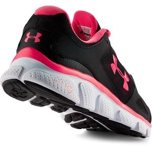 Black and pink under armor sneakers